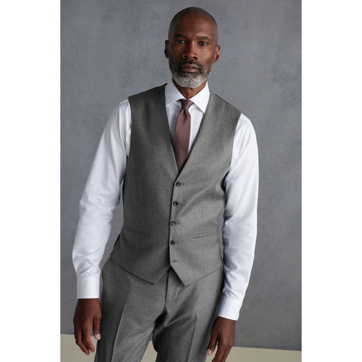 Gilet de costume zignone en flanelle texturée Signature gris, NEXT
