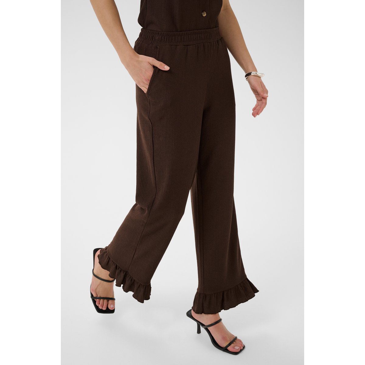 Pantalon en jersey marron coffee bean, KAFFE