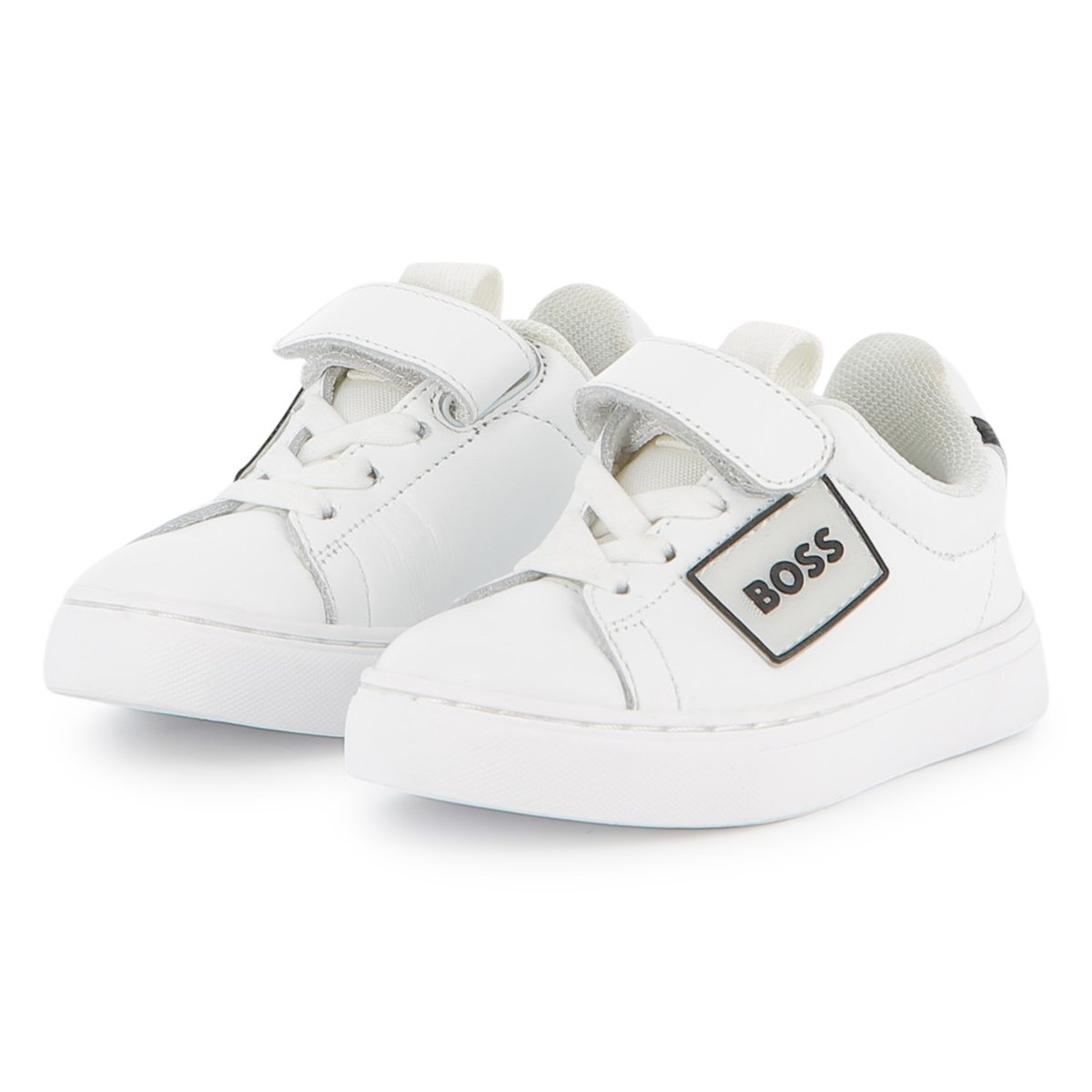 Sneakers in pelle bovina blanc, BOSS KIDSWEAR