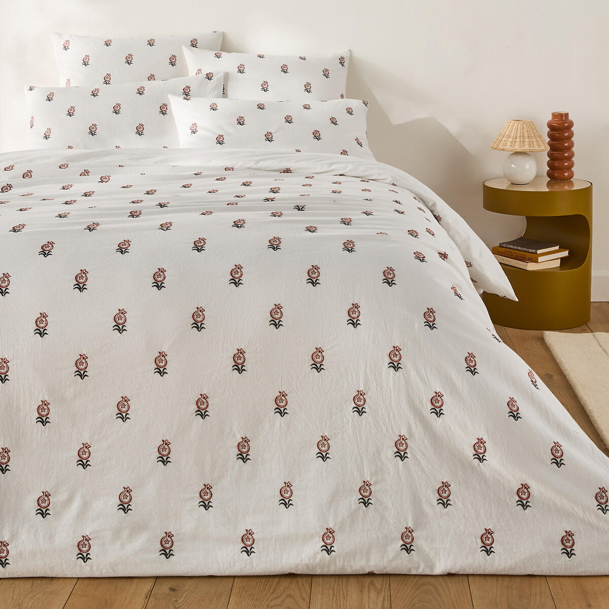 Housse de couette en coton vintage brodé, Anda ecru, LA REDOUTE INTERIEURS