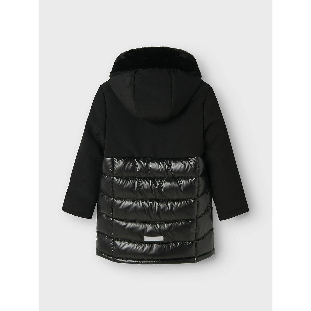 Long Hooded Padded Jacket black, NAME IT