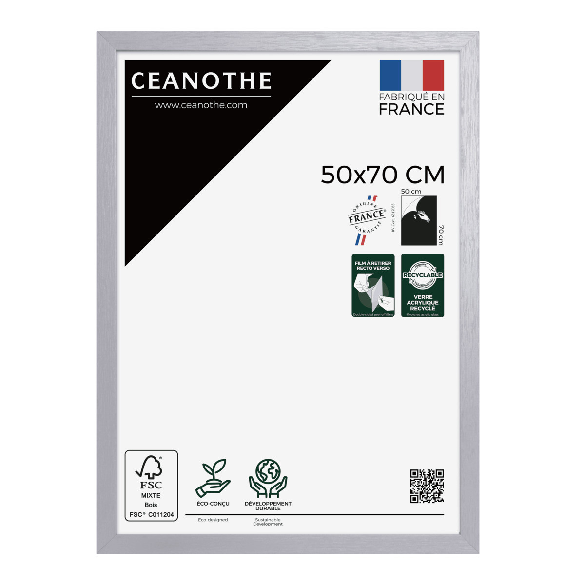 Cadre Photo En Bois Reconstitué Fsc KARMA gris, CEANOTHE