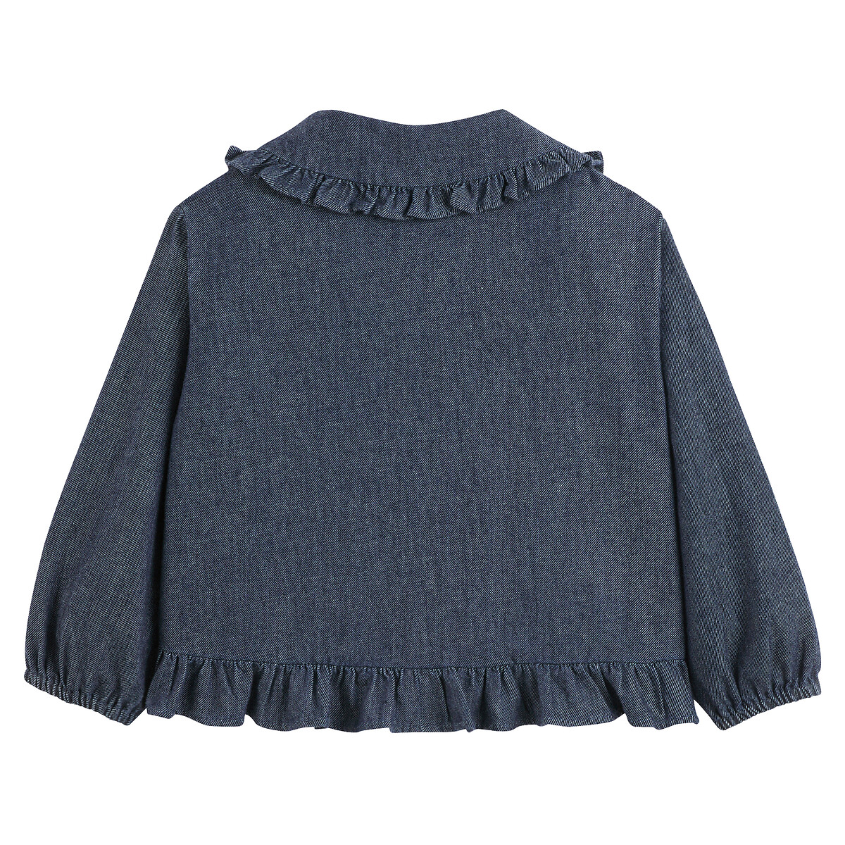 Lightweight Denim Blouse with Peter Pan Collar denim, LA REDOUTE COLLECTIONS