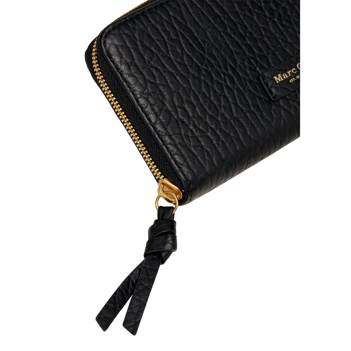 Porte-monnaie en cuir de mouton au grain prononcé noir, MARC O'POLO