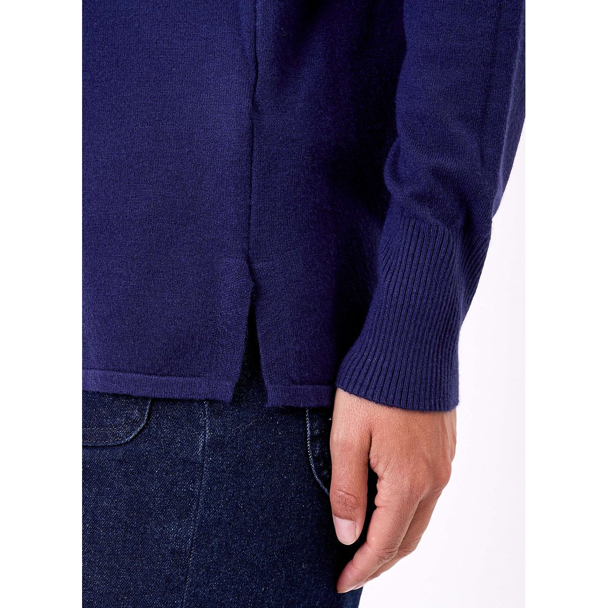 Pull maille col roulé uni BHOLA bleu navy, LA FIANCÉE