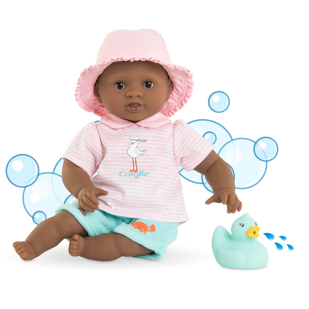 Poupon Bébé Bain Alyzée - Canard rose, COROLLE