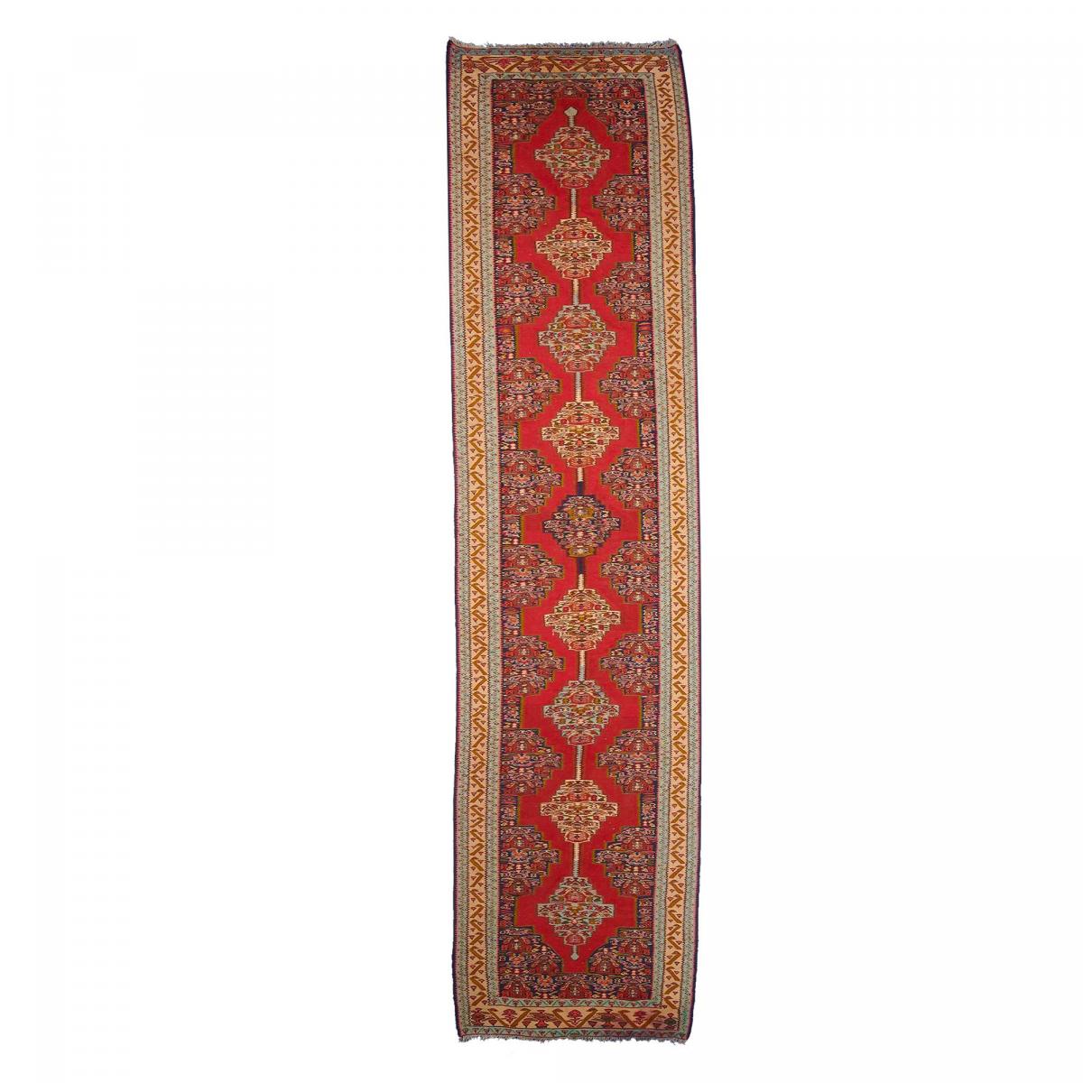 Authentique tapis d'Orient kilim fait main en laine SENNEH multicolore, UN AMOUR DE TAPIS