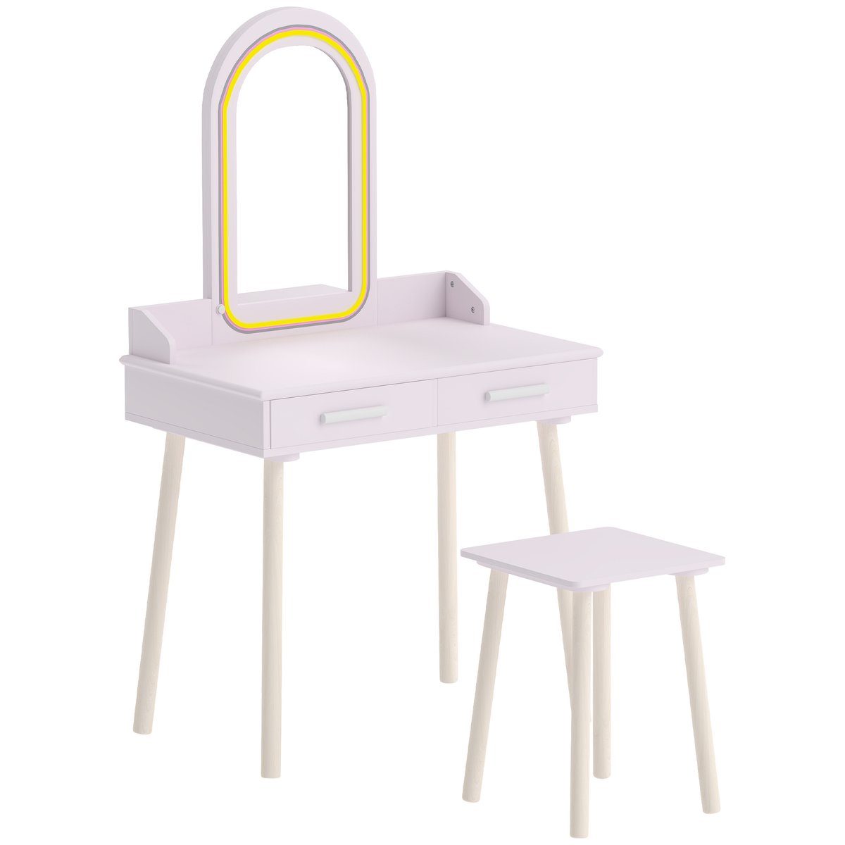 Ensemble de coiffeuse pour enfants MDF Rose rose, blanc, AIYAPLAY