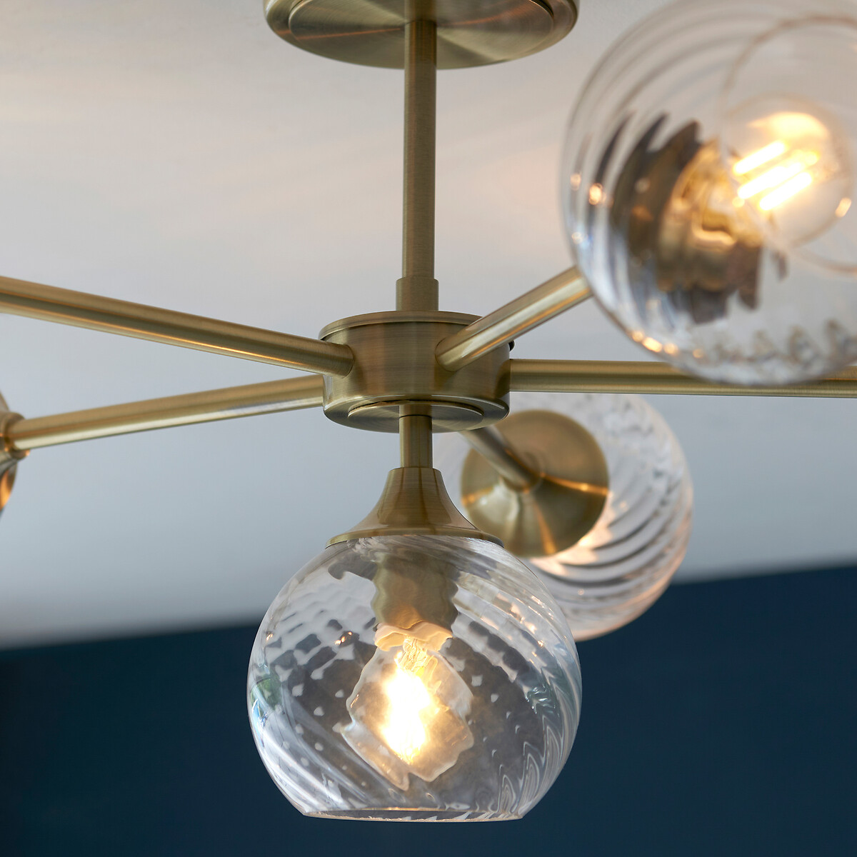 Allton Twisted Glass Ceiling Light aged brass, SO'HOME