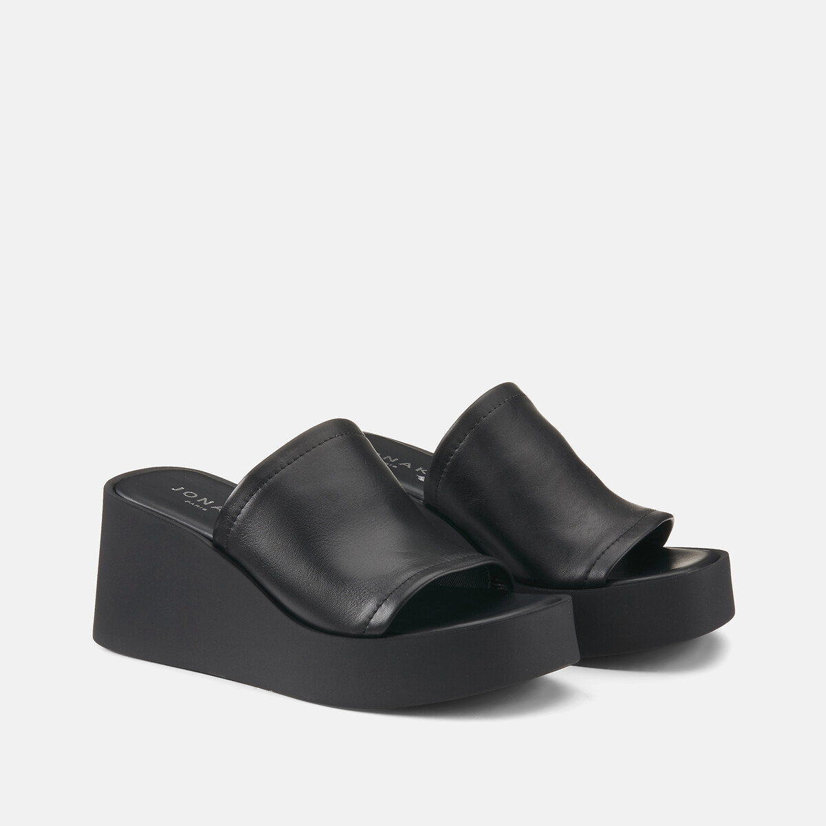 Eugene leather platform mules black, JONAK