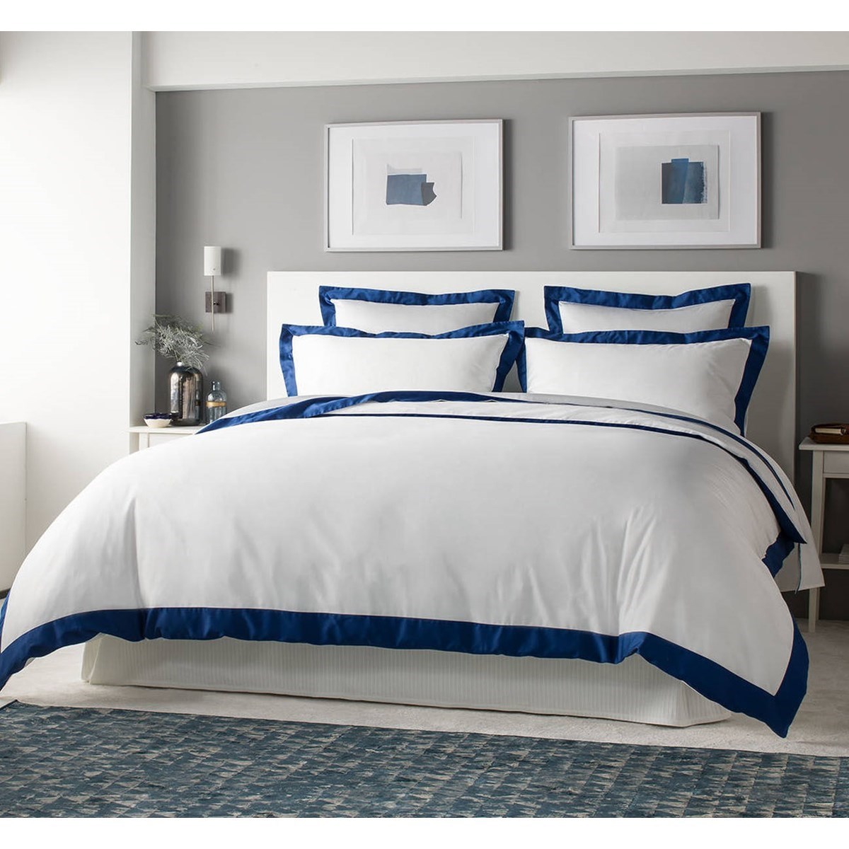 Taies d'oreiller satin de coton CELESTE lot de 2 bleu, MPC MAISON