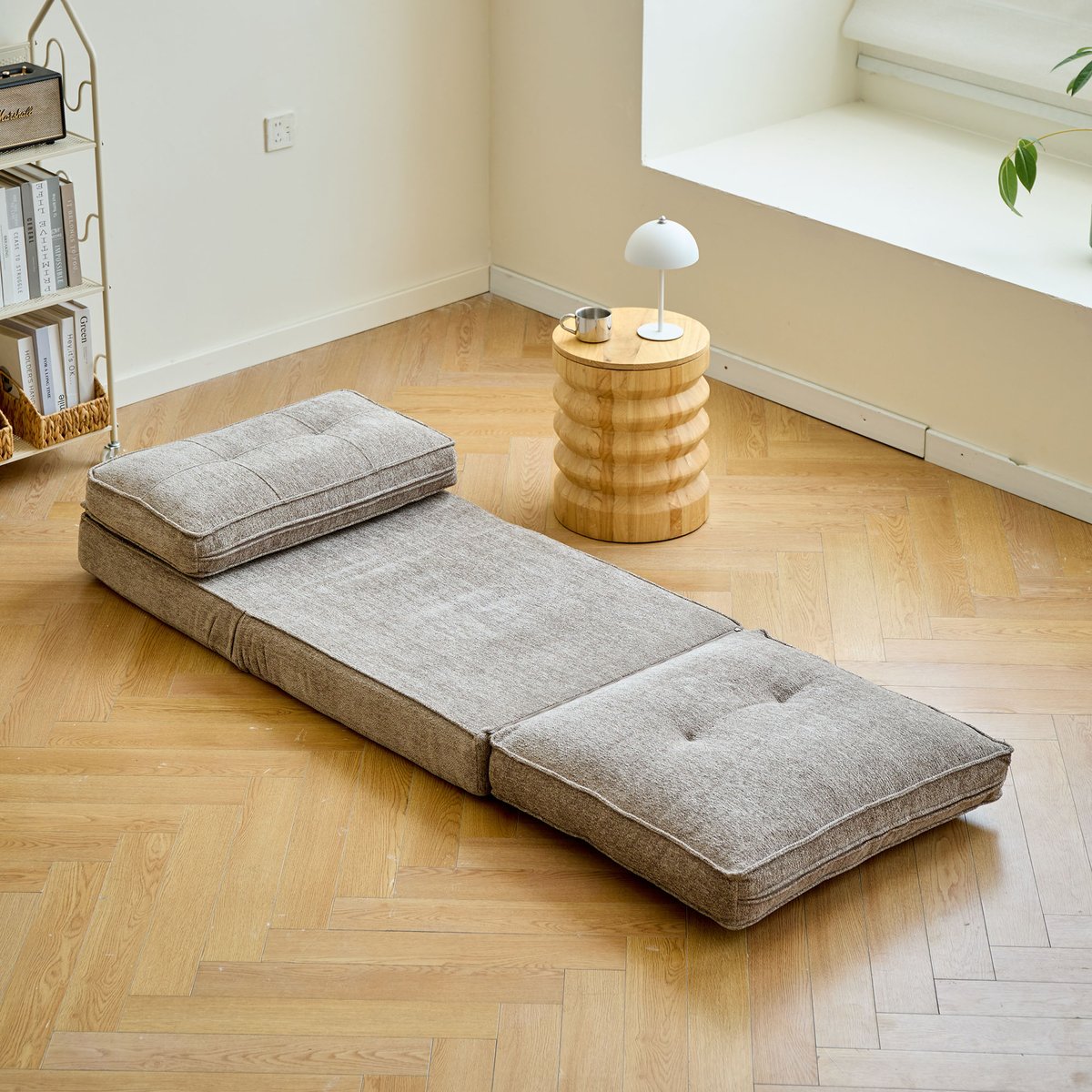 Fauteuil chauffeuse convertible en tissu, BRAGA gris, NORDLYS
