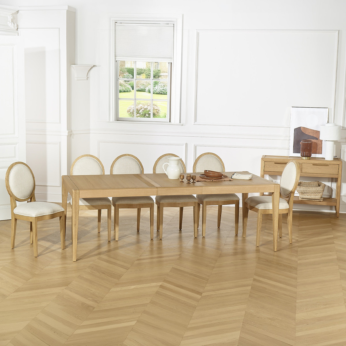 Lot de 2 Chaises en hévéa et tissu effet lin TENNESSEE lin, ROBIN DES BOIS