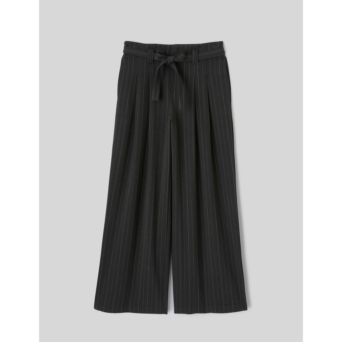 Pantalon en flanelle ceinturé à rayures gris anthracite, BZB
