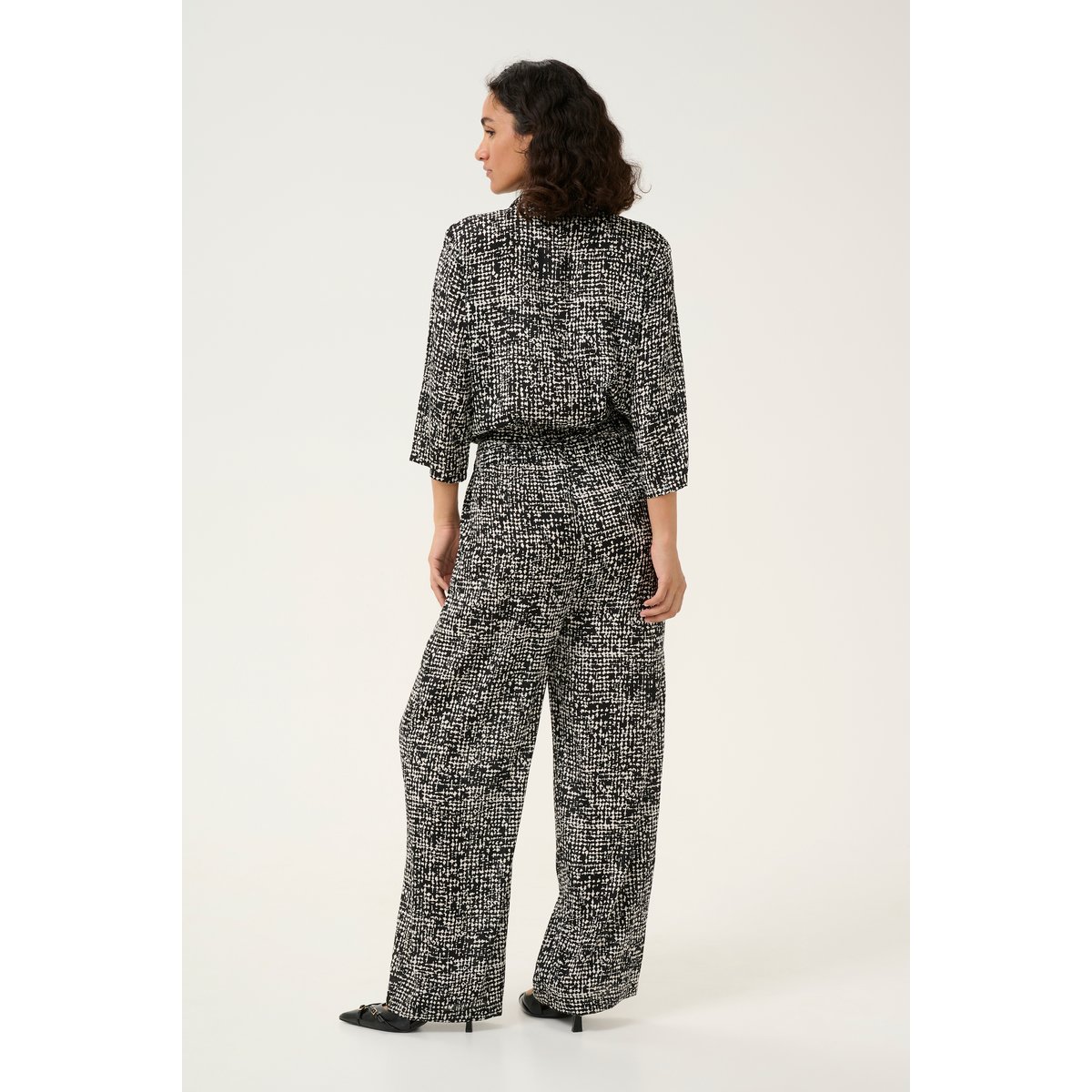 Jumpsuit noir/blanc turtledove graphic dot, KAFFE