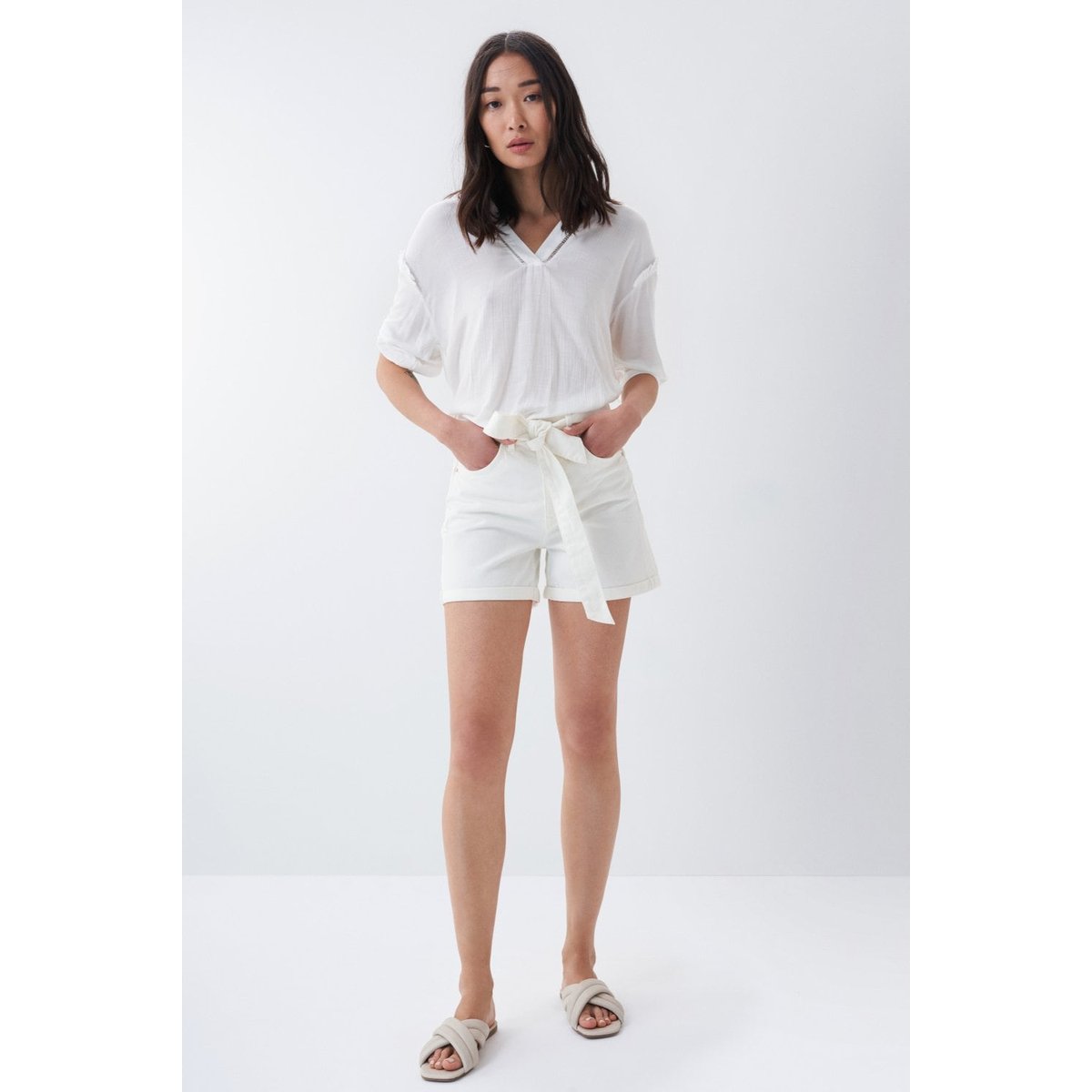 SHORT FAITH PUSH IN ecru, SALSA JEANS