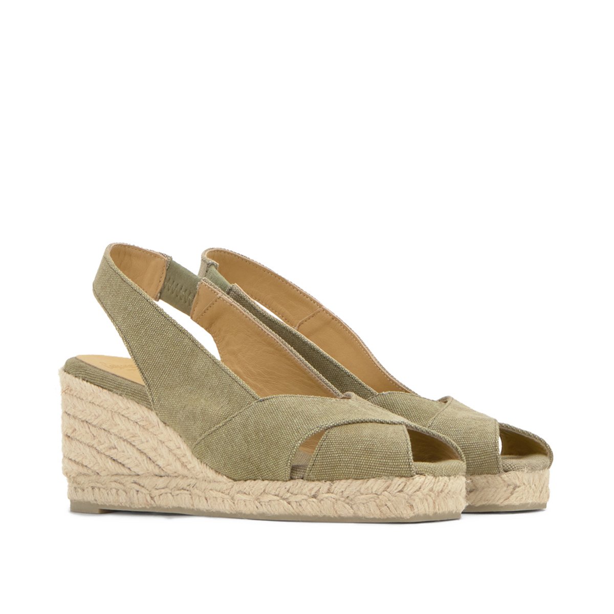 Espadrilles compensées en coton organique DIANNA PLATFORM vert olive, CASTANER