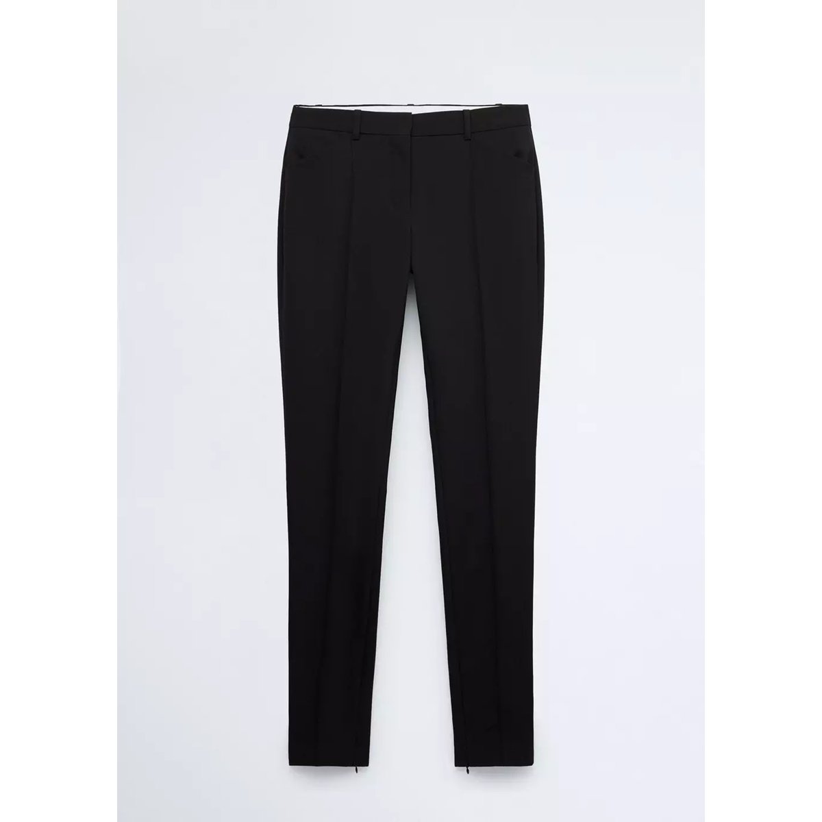 Pantalon en laine fente à l’ourlet noir, MANGO