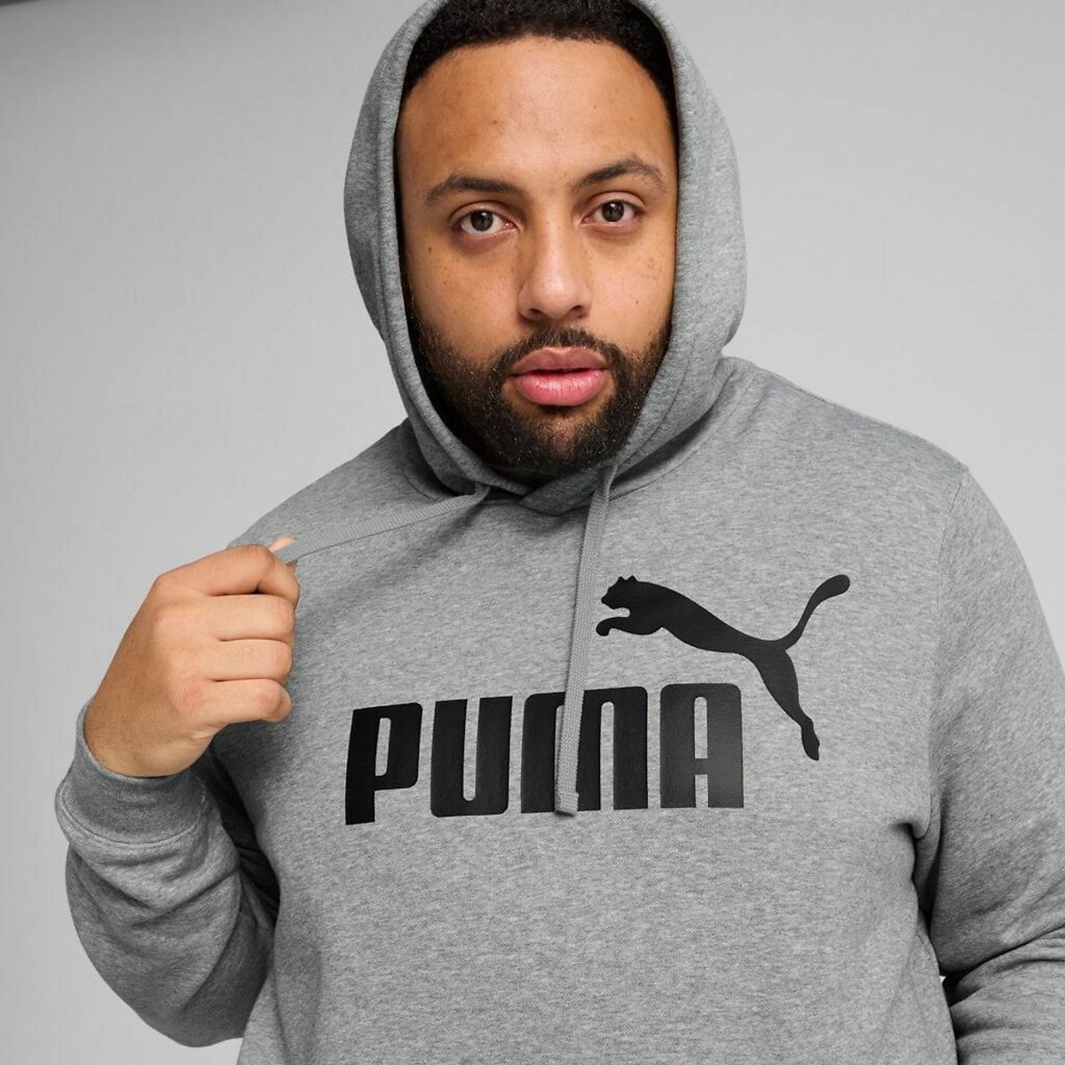 Sweat à capuche Essentiel gros logo gris, PUMA