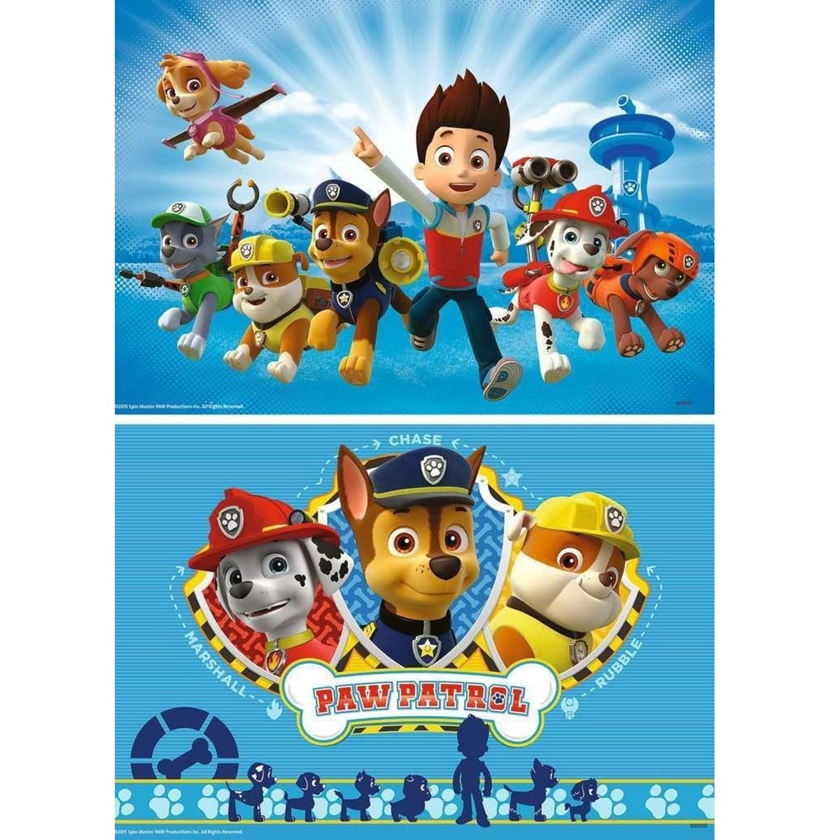 Puzzle Ryder et la Pat‘Patrouille 2x12 pcs bleu, RAVENSBURGER