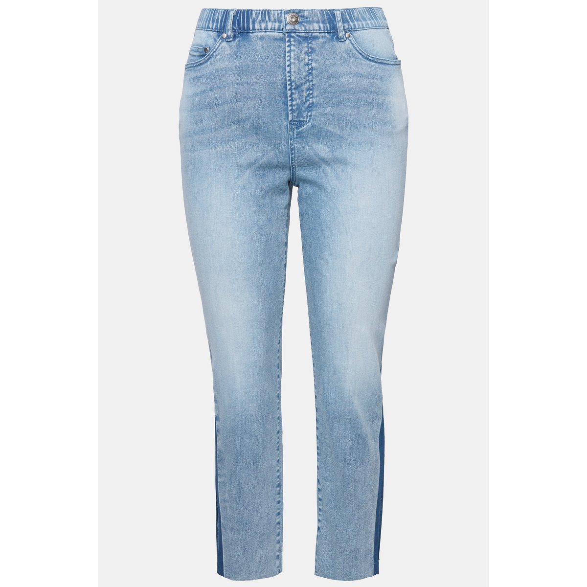 Jean mom taille haute avec gousset latéral. bleu jean, STUDIO UNTOLD