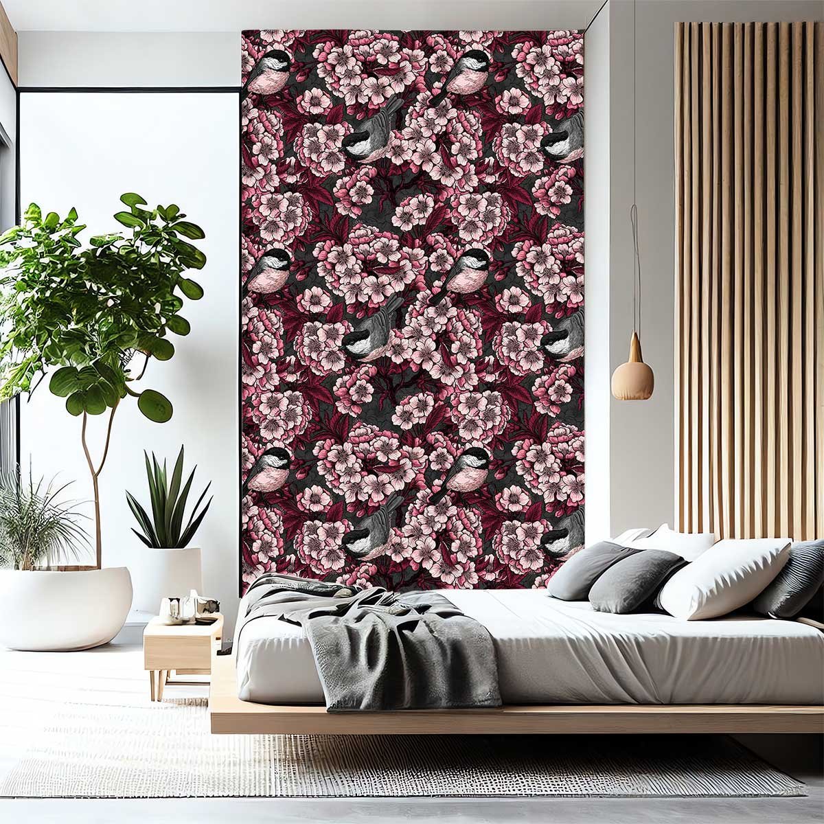 Papier peint jardin de cerisiers intissé, HEXOA