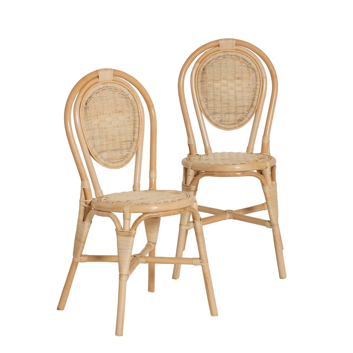 Lot de 2 chaises en rotin NOHAN bois clair, MADE IN MEUBLES