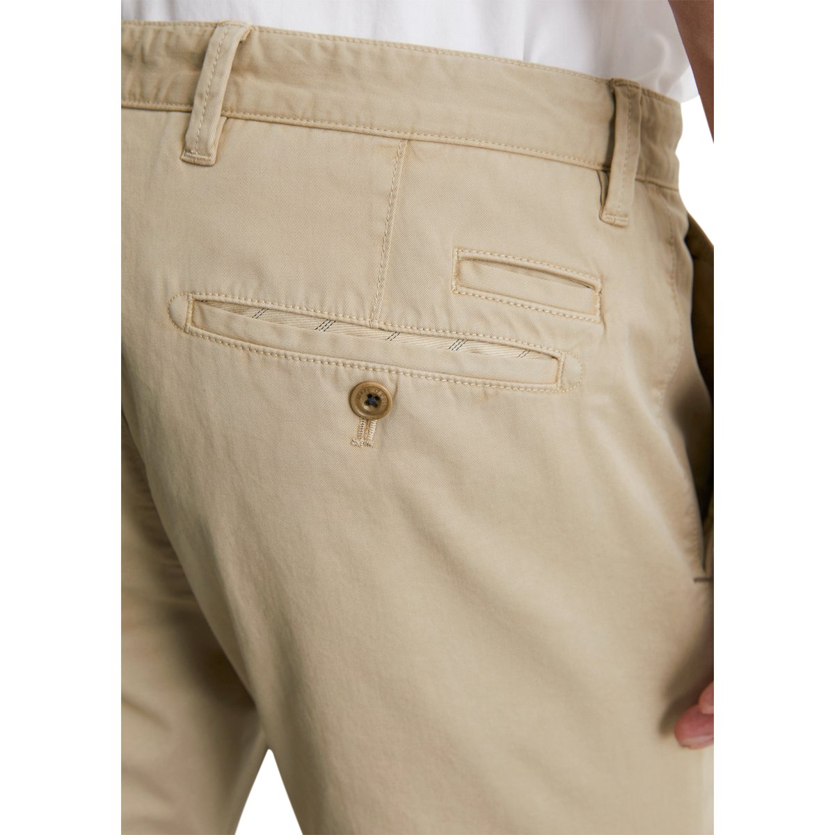 Chino modèle Malmö slim en twill de coton biologique creme, MARC O'POLO