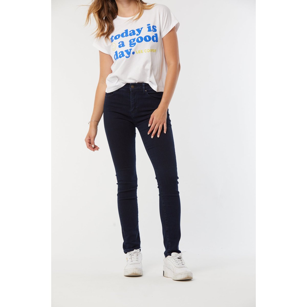Jean coton slim LC135 bleu marine, LEE COOPER