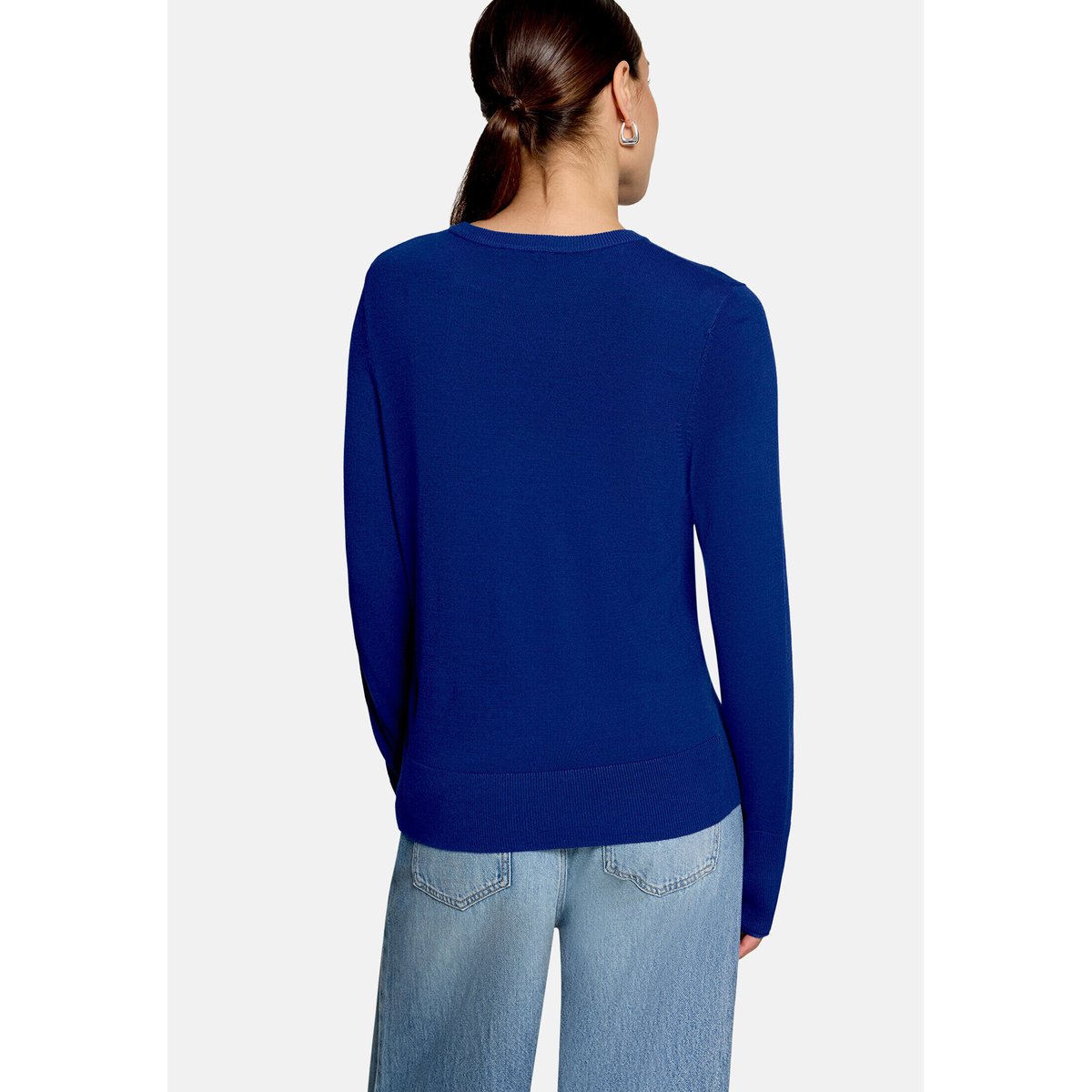 Pull-over en fine maille à col droit sodalite blue, ZERO