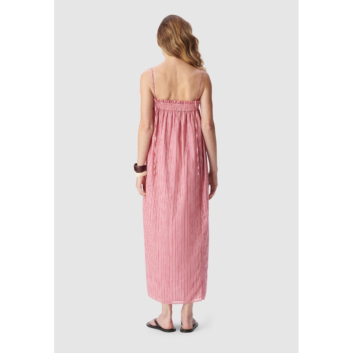 Robe longue rayée rose moyen, IKKS