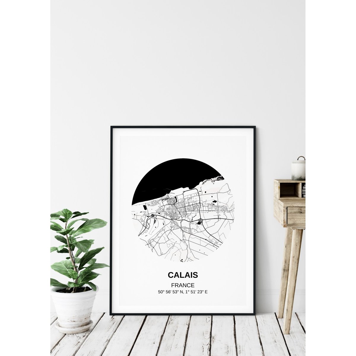 Affiche Carte Calais blanc, L'AFFICHERIE