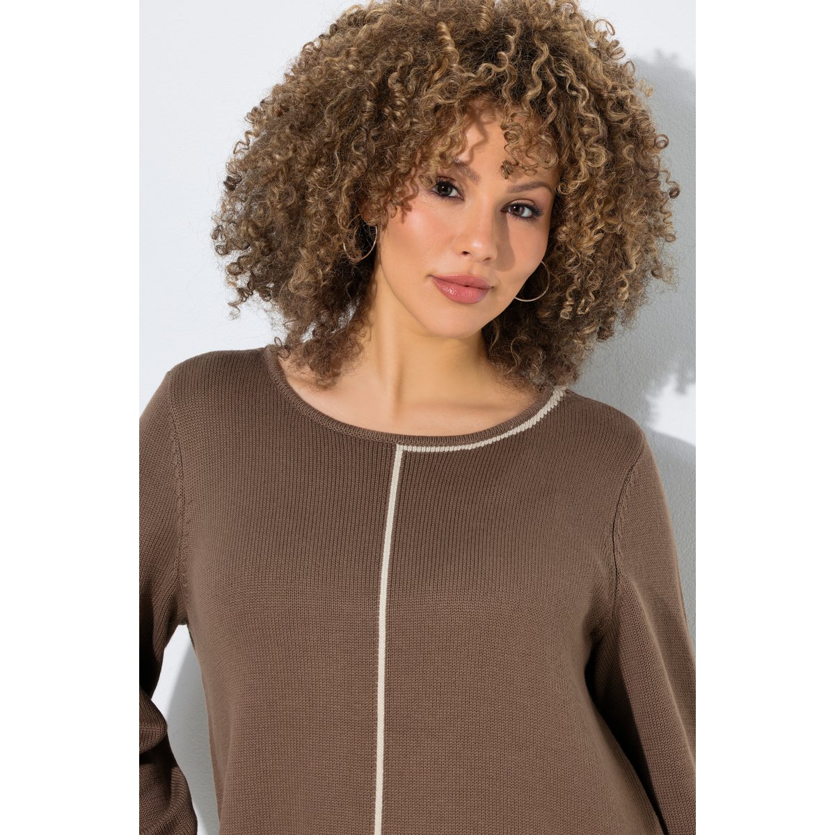 Pull col rond et manches longues taupe foncé, ULLA POPKEN