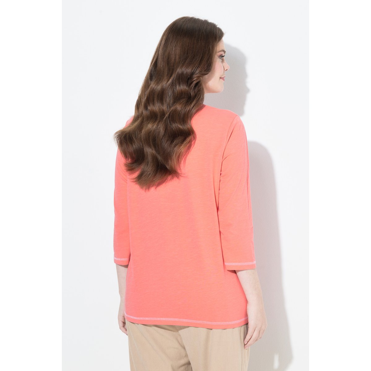 T-shirt avec message corail, ULLA POPKEN
