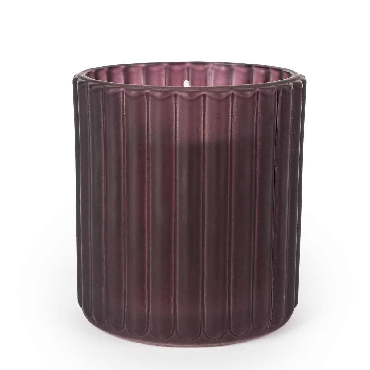 Frosted Plum Ridged Glass Candle plum, SO'HOME