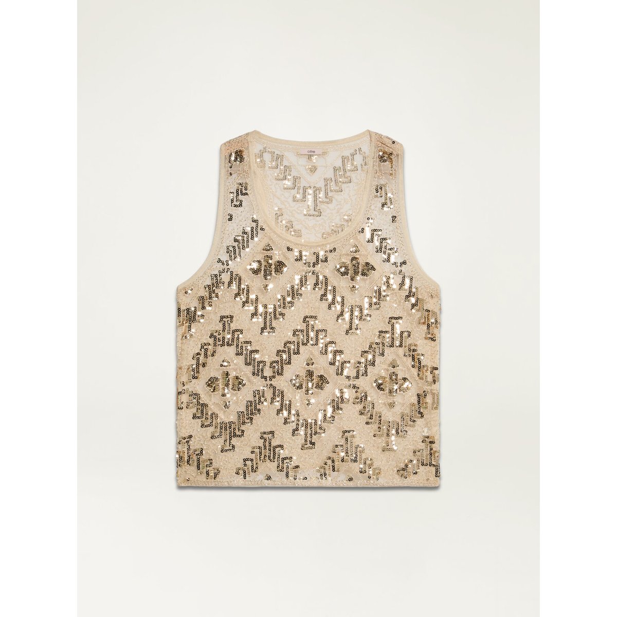 Embroidered tulle top oro, OLTRE