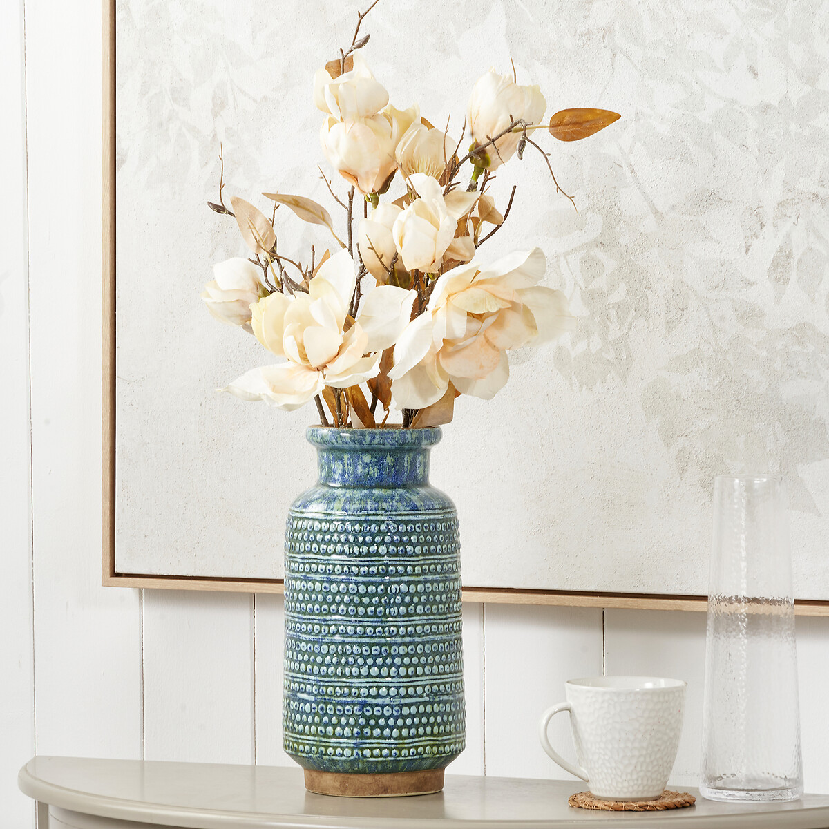 31cm Tall Dot Design Blue Glaze Vase blue, ÉDITÉ