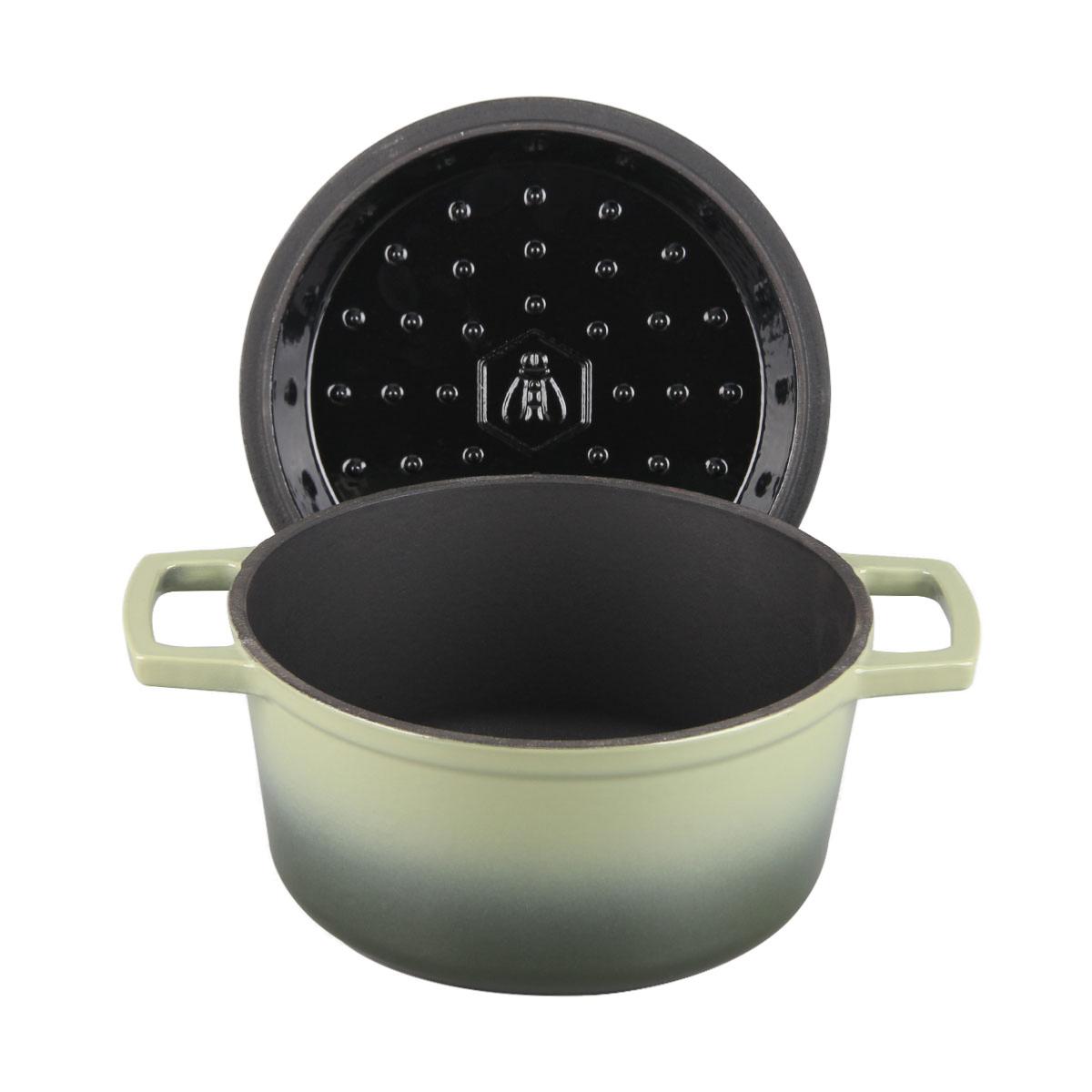 Cocotte en fonte ronde 20cm - "Masseiron Olivine" couleur unique, LAGUIOLE CUISSON