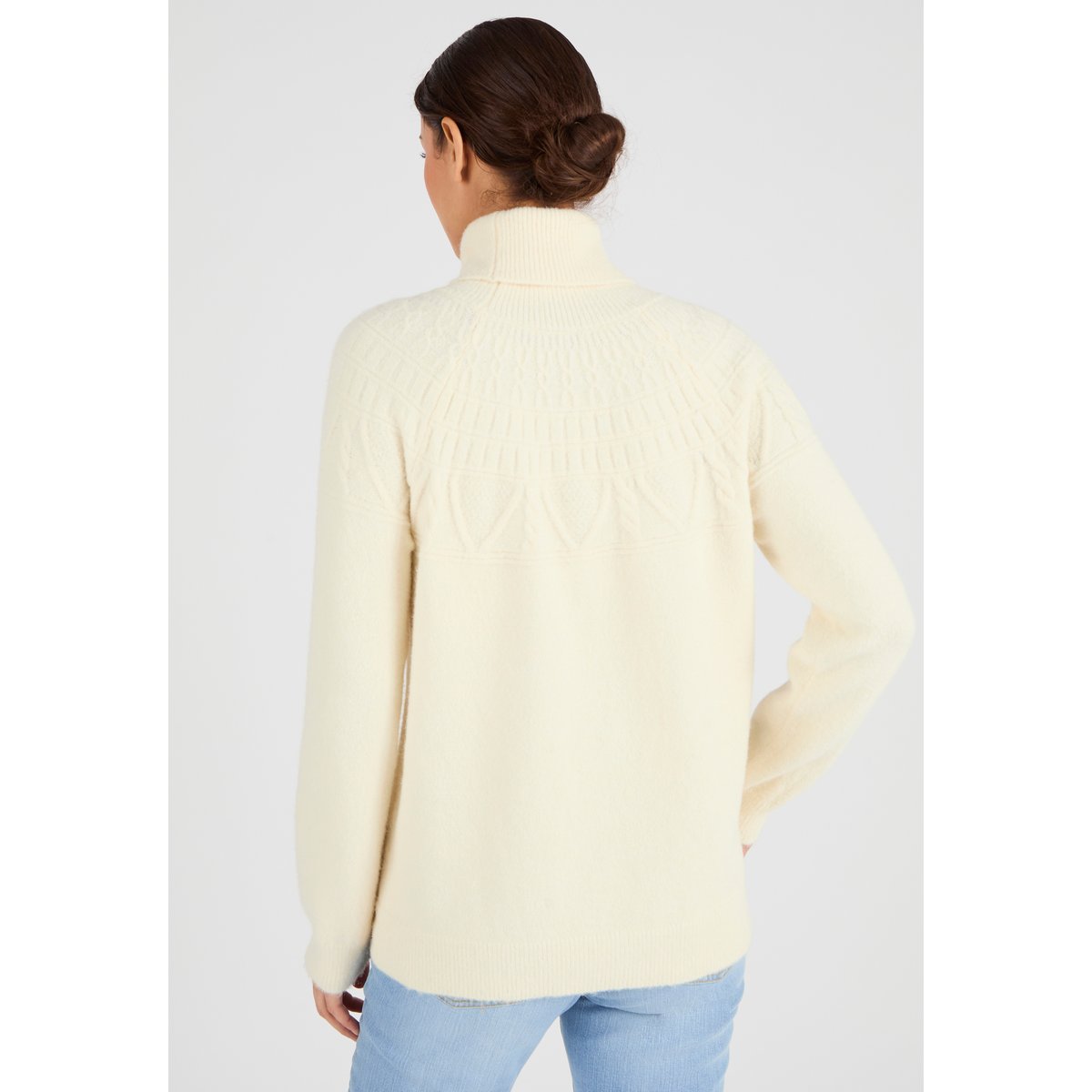 Pull maille fantaisie Thermolactyl marron ivoire, DAMART