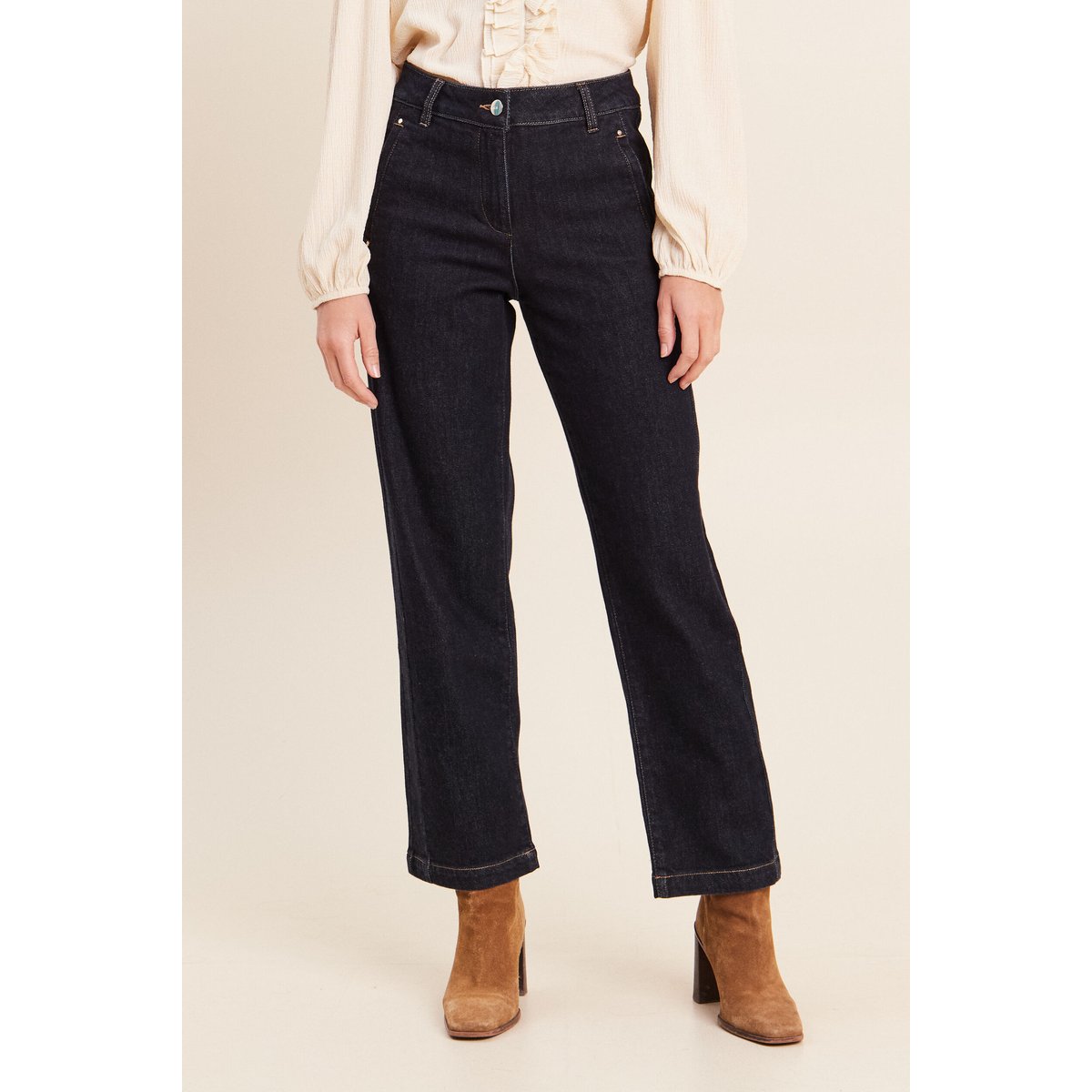 Jean droit taille haute 7/8ème denim brut, BREAL