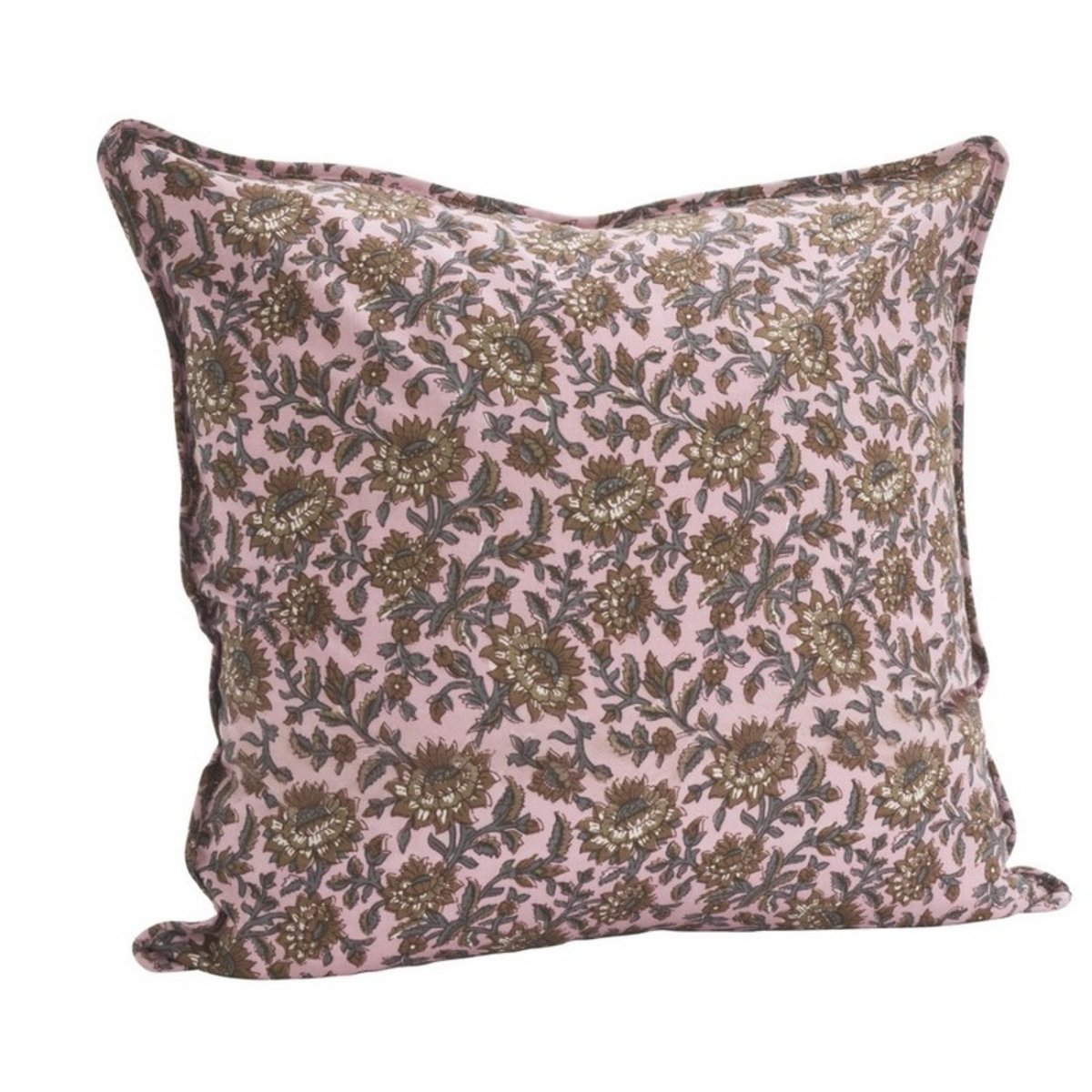 Housse coussin coton imprimé fleurs rose, MADAM STOLTZ