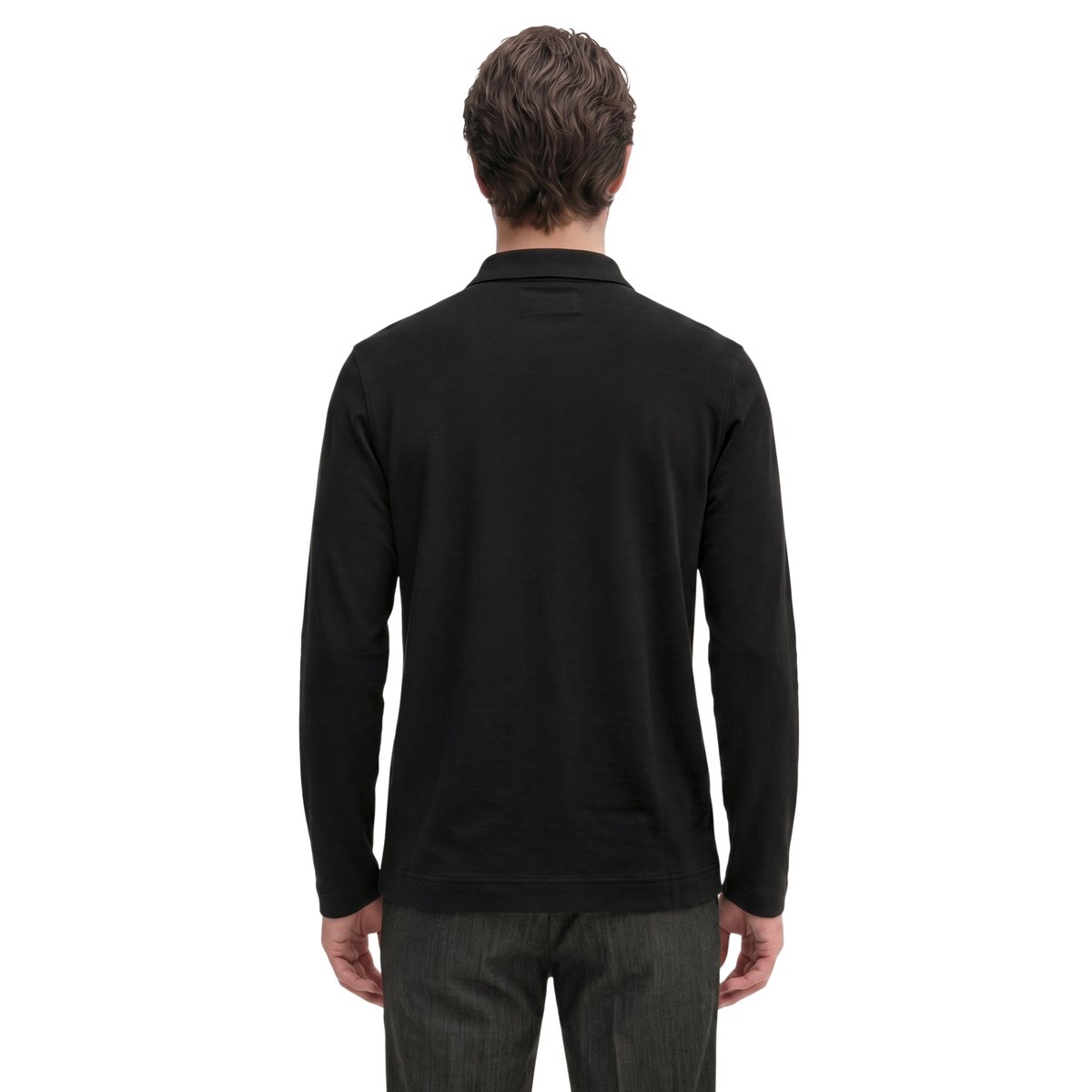 Polo à manches longues, coupe classique en pur coton biologique noir, MARC O'POLO