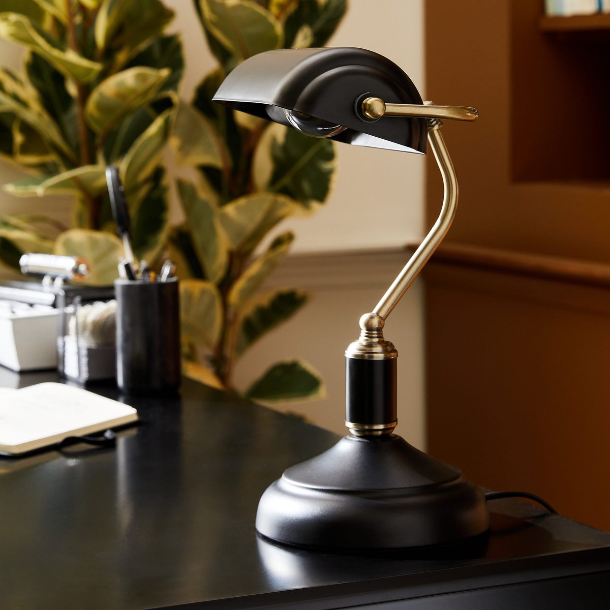 Lampe de bureau en verre et métal, ANITA noir, INSPIRE