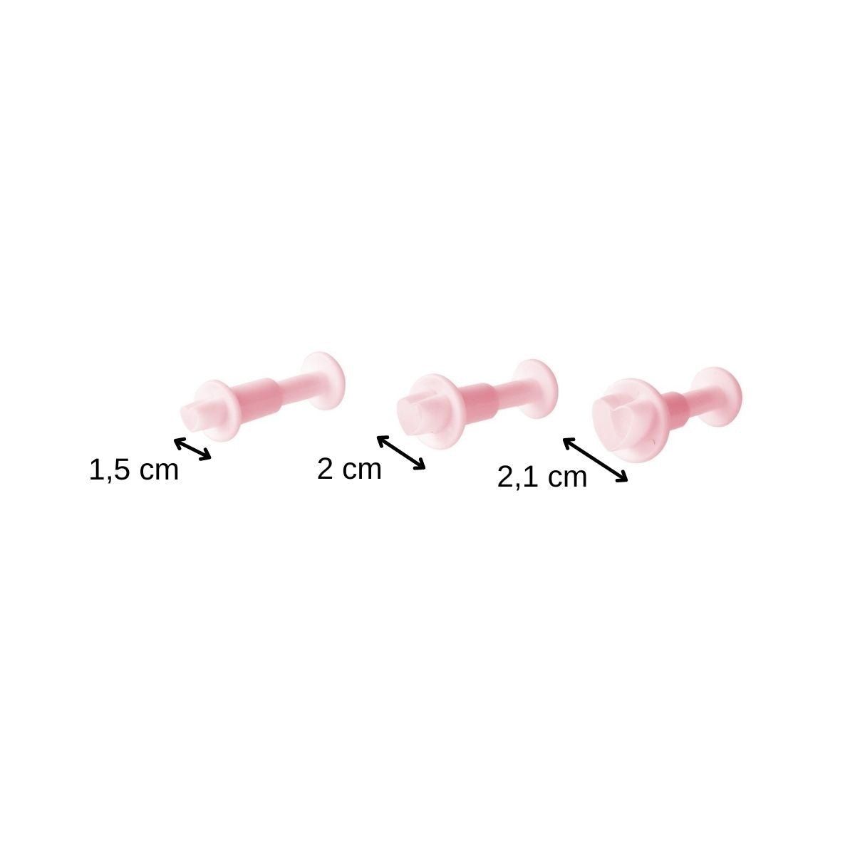 Lot de 3 emporte-pièces cœur à poussoir pour pâte à sucre rose, ZENKER
