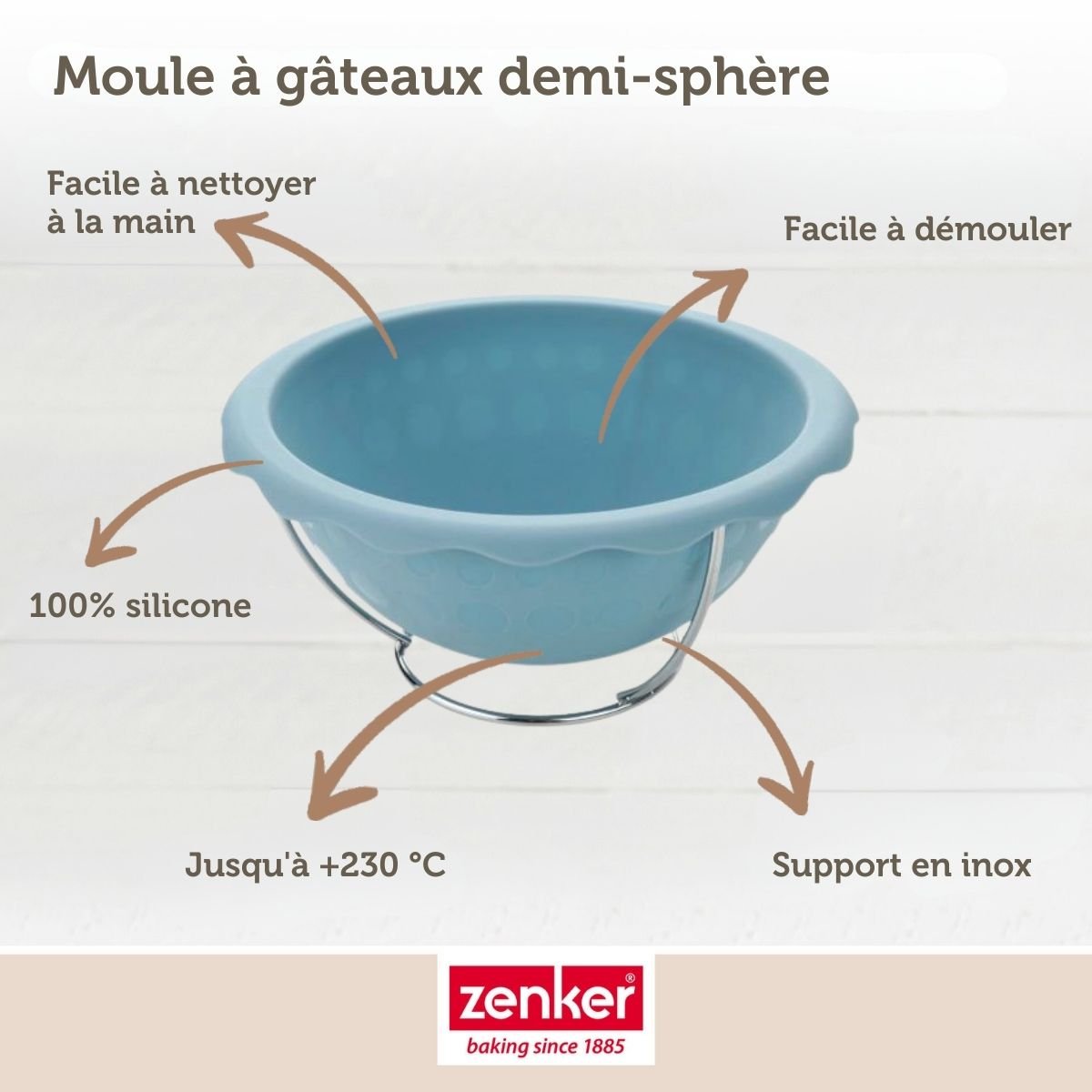 Moule demi sphère pour gâteau ballon de foot bleu, ZENKER
