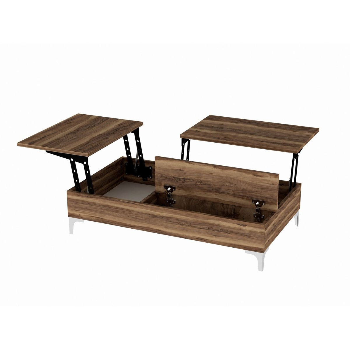 Table basse relevable avec rangements intégrés UPPSALA marron, TOILINUX