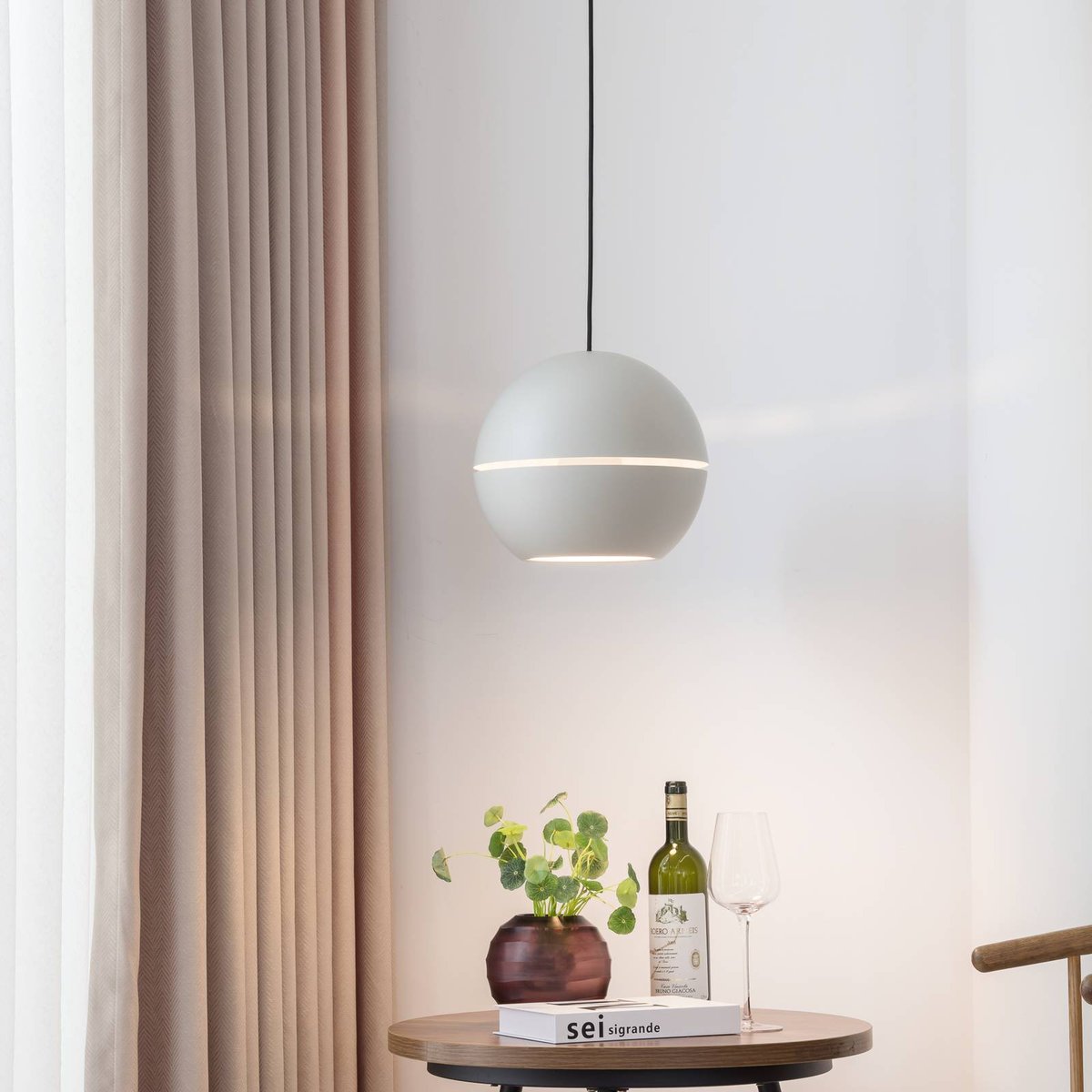 Suspension en aluminium moderne, Calantha gris clair, blanc, LUCANDE