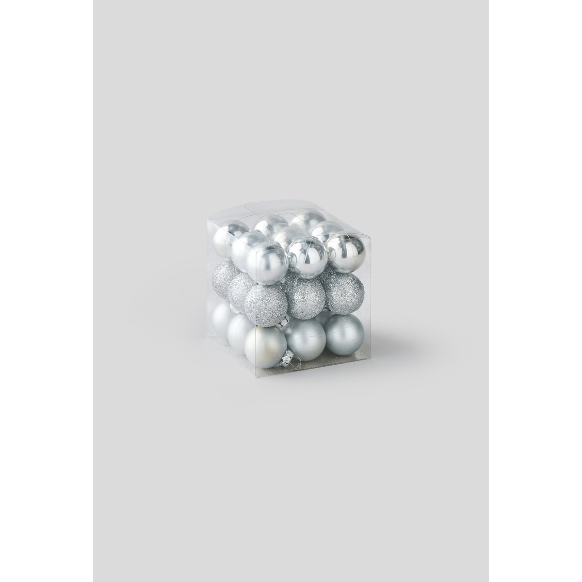 Boite de 27 boules en plastique argent, MONOPRIX