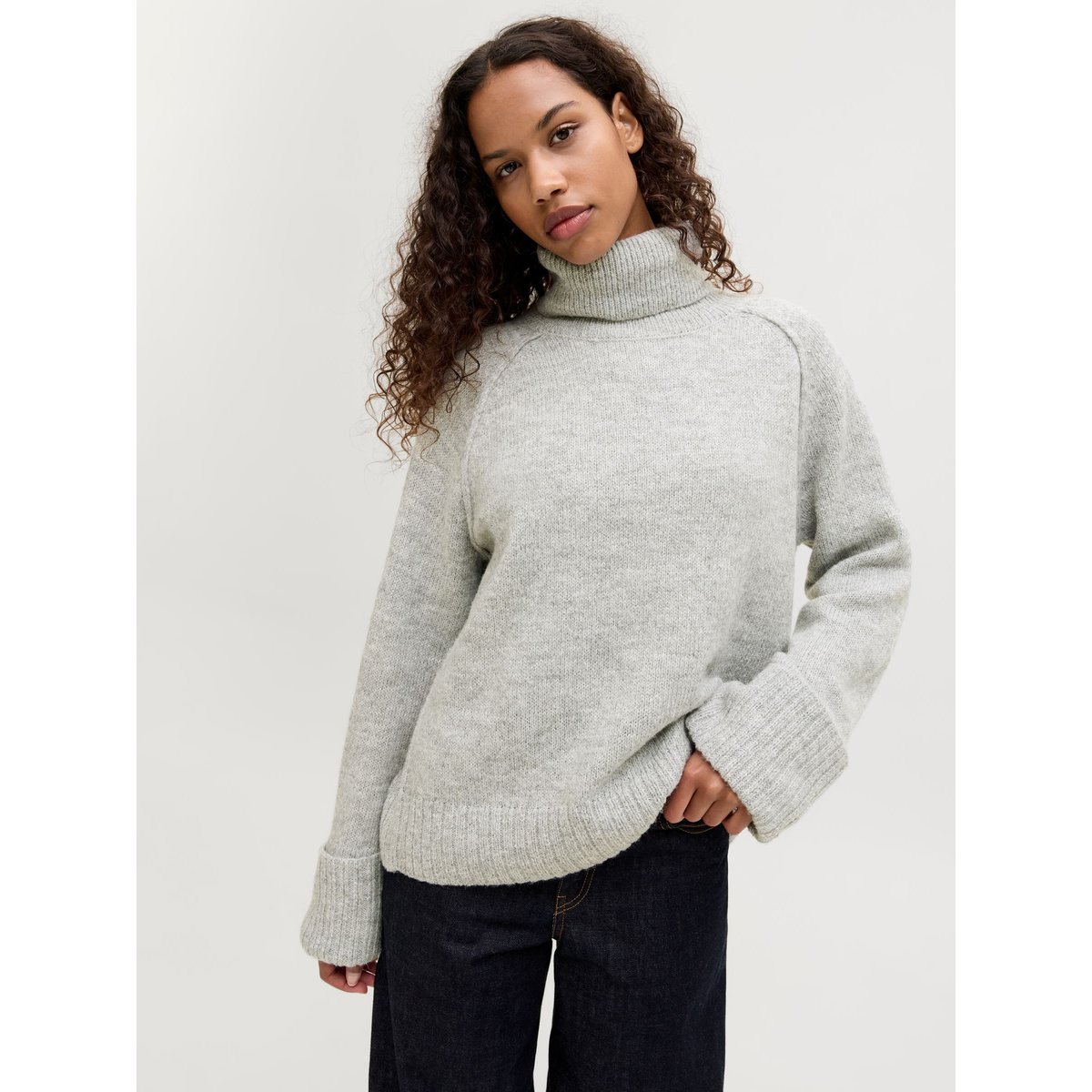 Col Roulé grise - light grey melange, JJXX