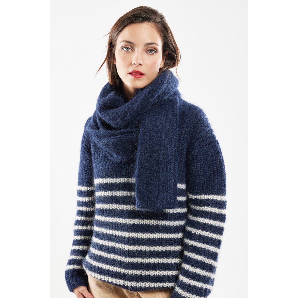 Écharpe Dean en mohair evening blue, TERRE & MER